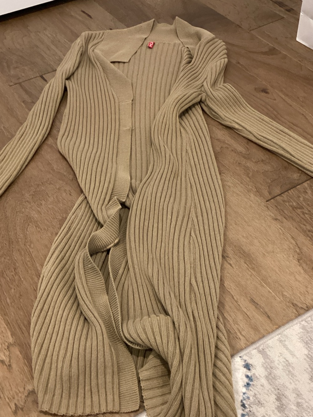 525 America Ribbed Long Cardigan in Tan